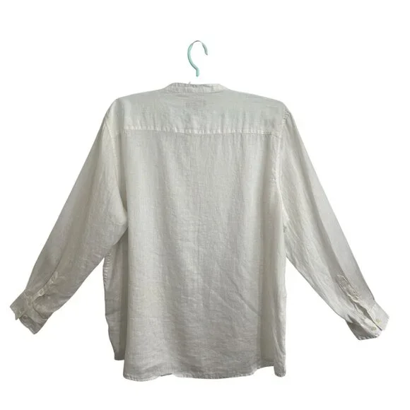 Linen Club Room Luxury Mens White Linen Shirt XXL Resort Tropical Old Money - Picture 3 of 8